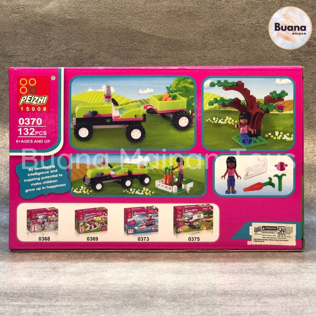 BRICK PEIZHI HAPPY HOLIDAY 0370 FARMING TRACTOR MAINAN EDUKASI ANAK CEWE PEREMPUAN PRINCESS FRIENDS GARDEN BRICK BLOCK