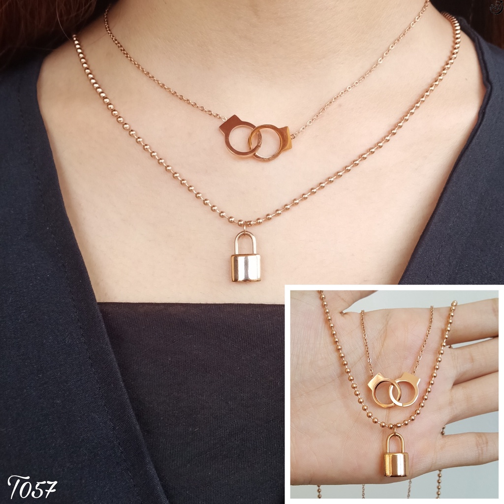 PGX Kalung Titanium Wanita Anti Karat Aksesoris Fashion Perhiasan Premium - T057