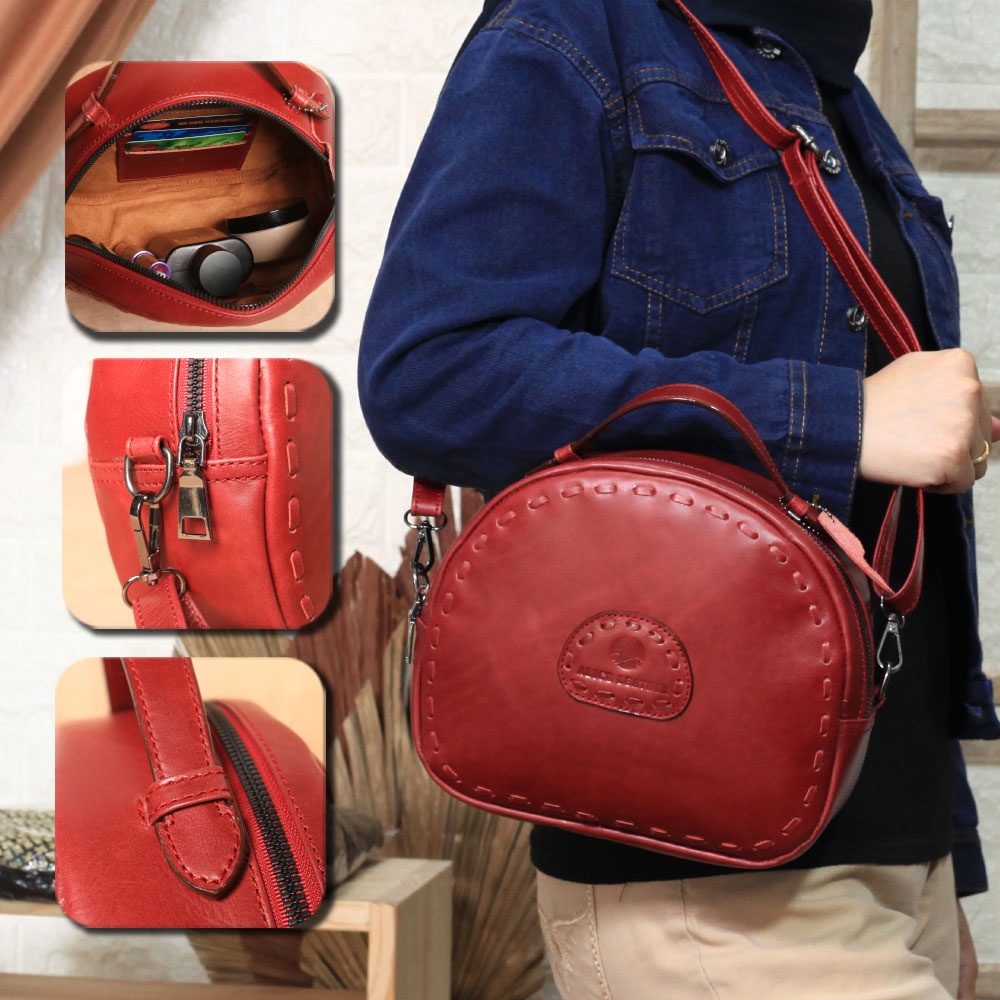 Tas Selempang Kulit Wanita Asli Multifungsi Tas Slempang Wanita Serbaguna Kulit Sapi Asli Rosetta AL04 Sling Bag Stylish BAHAN KULIT SAPI ASLI 100 % GARANSI ORIGINAL