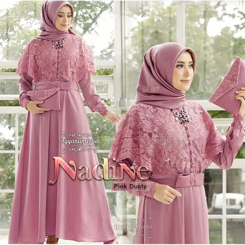 Gamis wanita dress Brukat kondangan wanita nadine