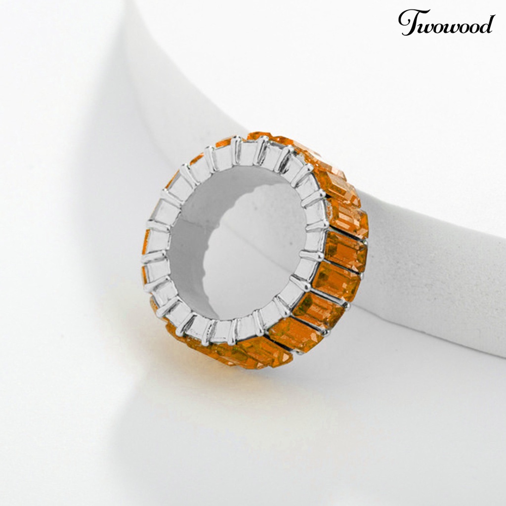 Cincin Electroplated Aksen Berlian Imitasi Untuk Wanita