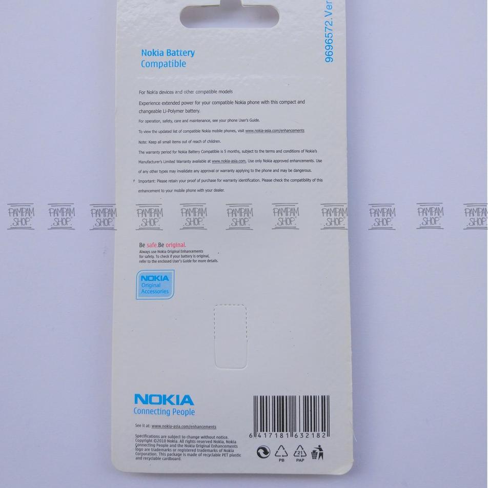 {PHP.10Jn22ᵀ} Baterai Nokia Asha 210 300 305 306 308 309 310 311 501 BL4U 4U Original OEM Batre Batr