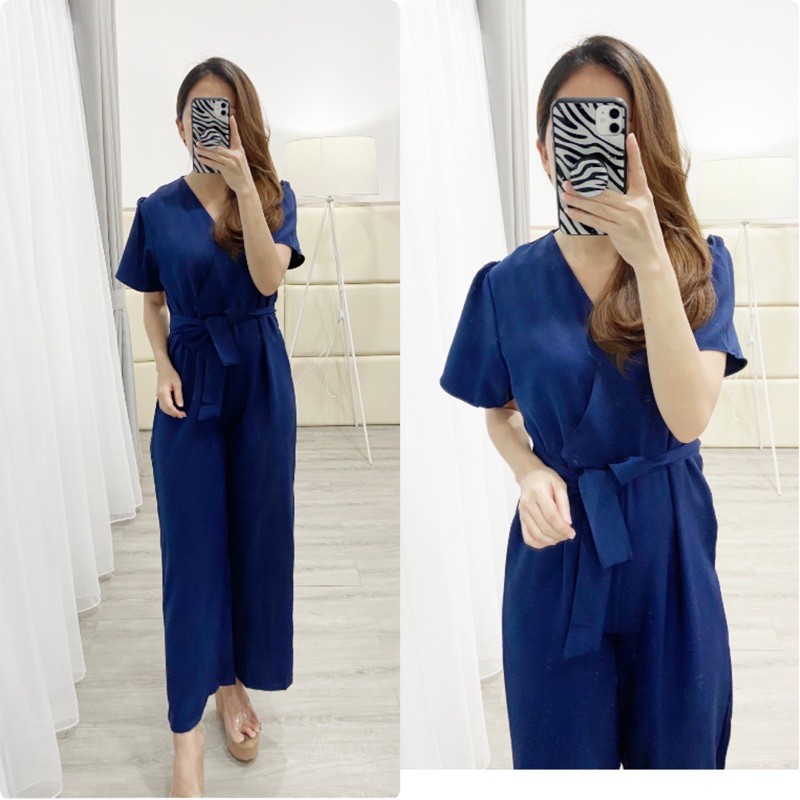 jumpsuit panjang wanita model kimono / jumpsuit vneck / KM RO