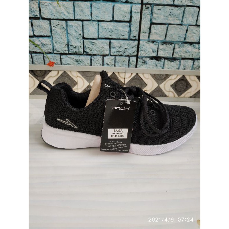 SEPATU SNEAKERS ANDO VINO / REBECCA/SAGA HITAM PUTIH SIZE 37-40