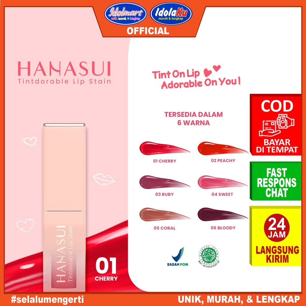 IDOLAKU Hanasui Tint Lip Stain 01 Cherry