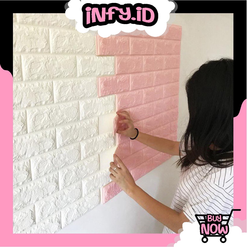 INFY - R535 Wallpaper Dinding Foam 3D Kecil Motif Batu Bata / Walpaper Stiker Dinding Dekorasi Kamar