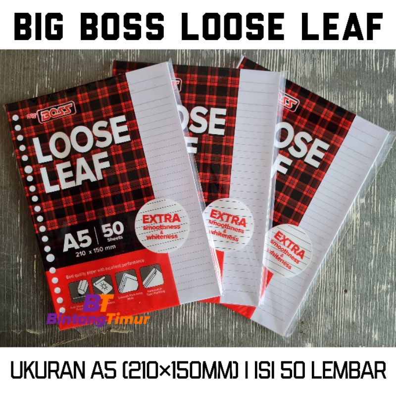 

BIG BOSS Loose Leaf / Kertas Binder uk. A5 warna Putih isi 50 lembar