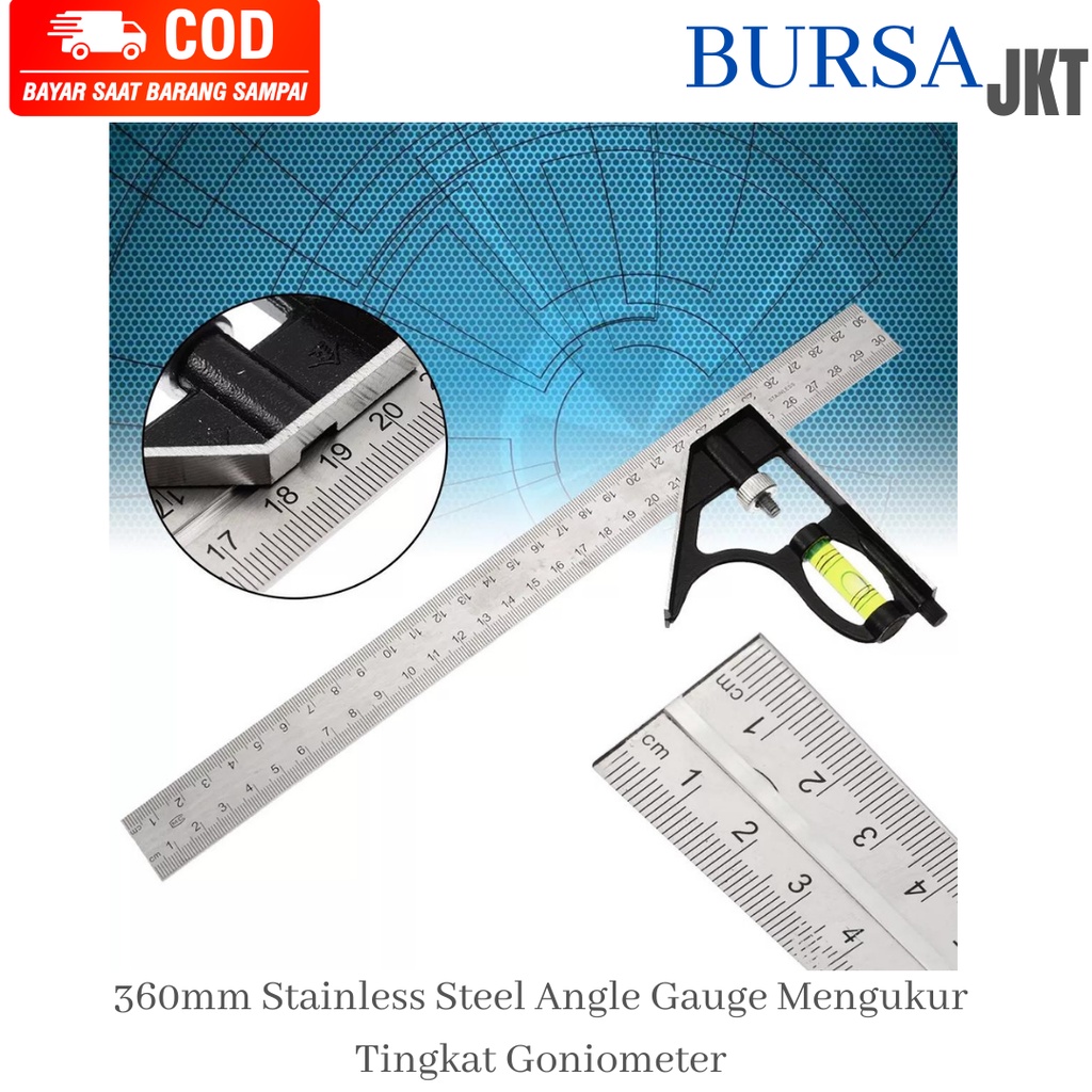 

PENGGARIS SIKU SUDUT WATERPASS TUKANG KOMBINASI MULTIFUNGSI 30 CM 2IN1