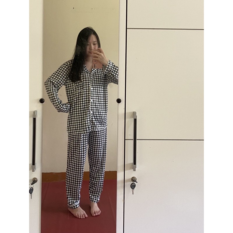 Piyama Taehyung BTS V/Piyama Member BTS/ Piyama Kotak Wanita Lengan Panjang/Baju Tidur Taehyung