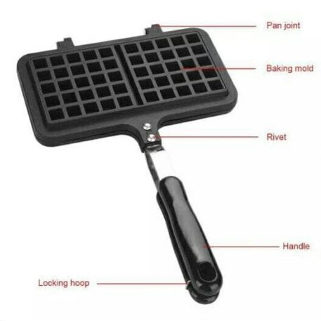 [Termurah] Double Waffle Pan Maker Persegi Panjang Cetakan Kue Waffel Pancake Croffle Teflon