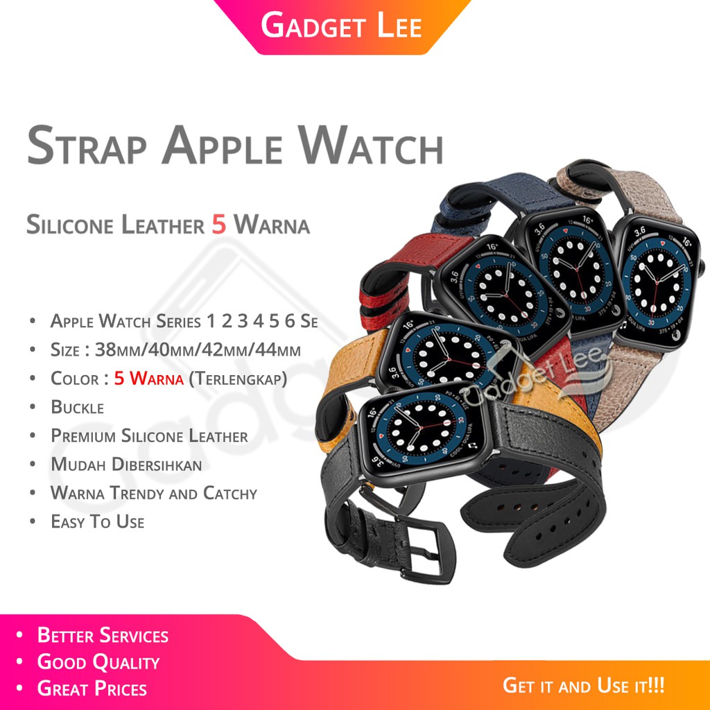 Strap Apple Watch Silicone Leather Premium Sport Band Classic Buckle 38mm 40mm 41mm 42mm 44mm 45mm Apple Watch Series 1 2 3 4 5 6 7 SE Tali Jam iWatch