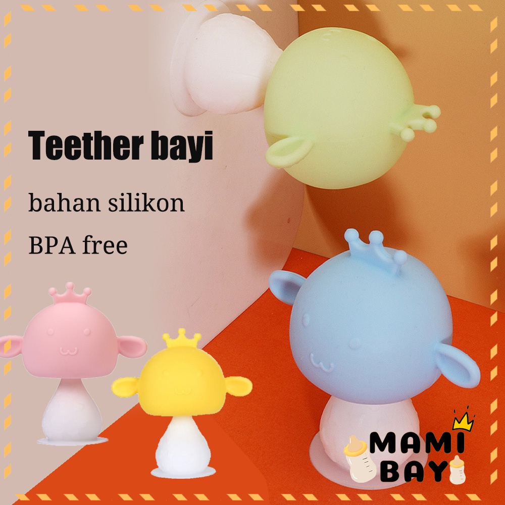 Mamibayi Mainan gigitan bayi bentuk lucu teether rattle bayi desain suction cup