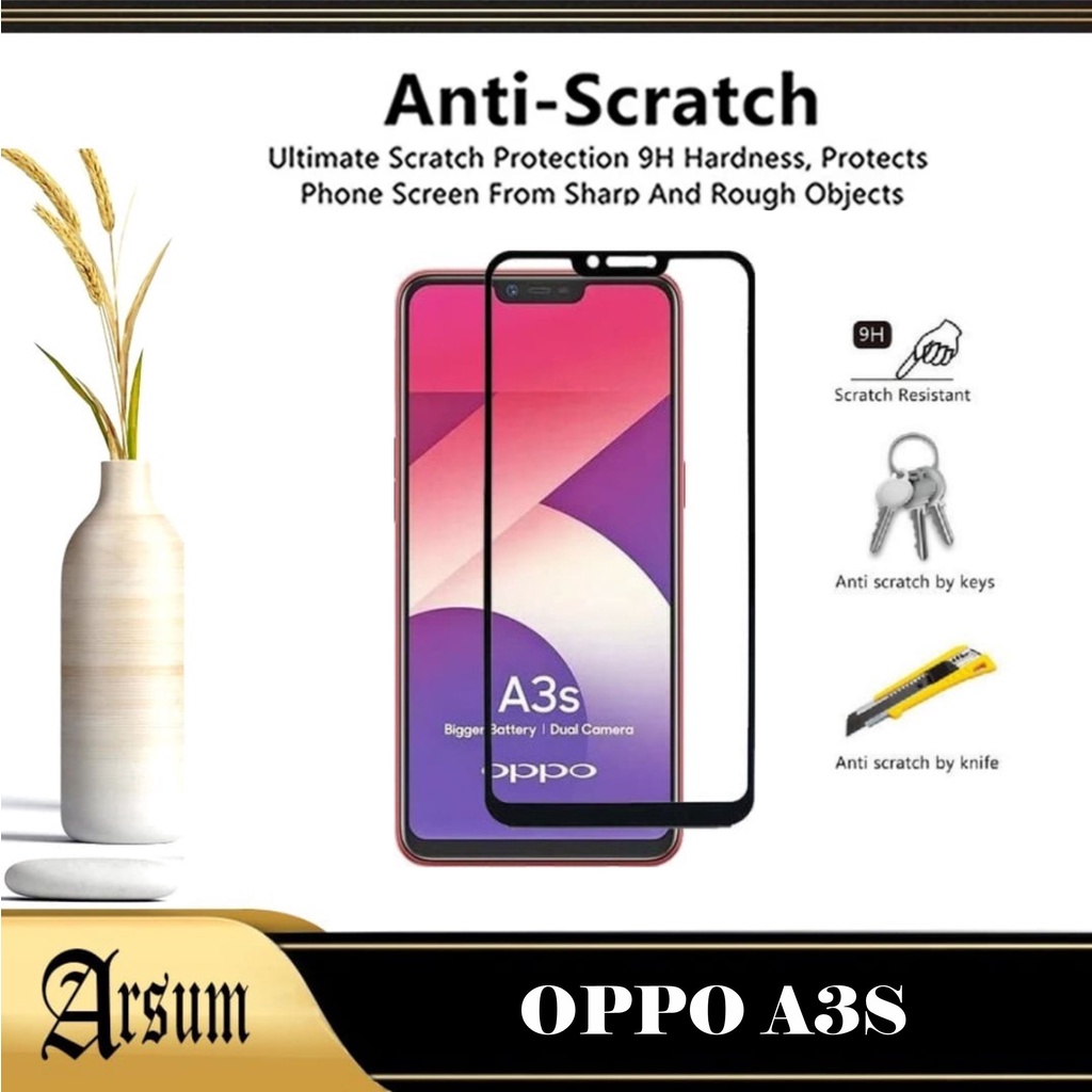 PROMO Tempered Glass Layar OPPO A3s Pelindung Layar Depan
