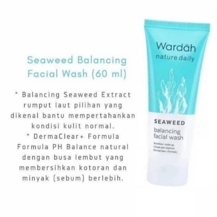 Wardah Nature Daily Seaweed Series Facial Wash Cleanser Scrub Micellar Toner Cream Mask (VC)