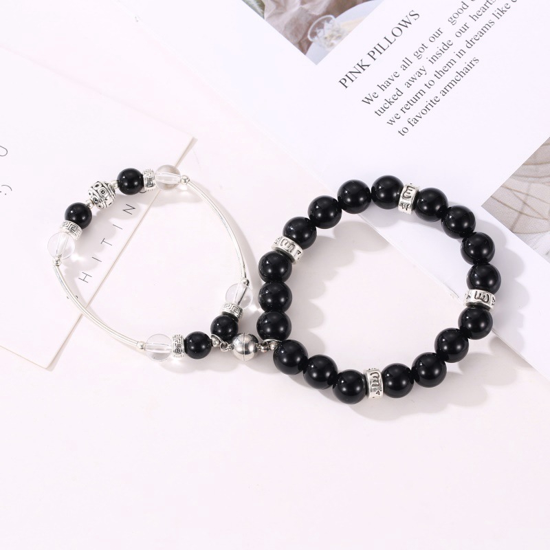 Gelang Obsidian Gelang Fase Kristal Perhiasan Pasangan Korea Gelang Aksesoris Couple