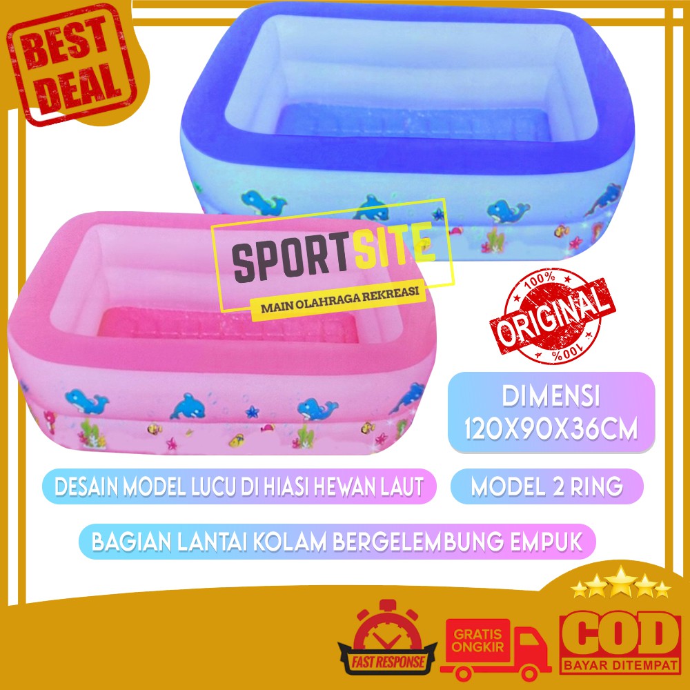 Sainteve Crystal Pool Kolam Bak Mandi Balon Renang Karet Anak Kotak Alas Empuk