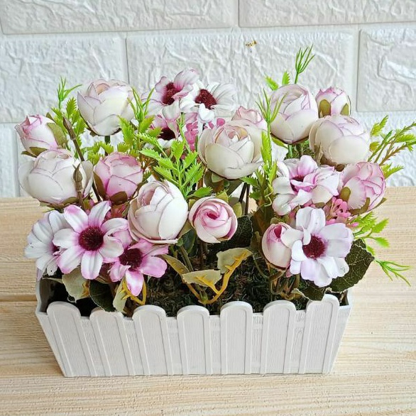 bunga mawar kuncup plastik pot pagar//bunga mawar hias//bunga plastik imitasi