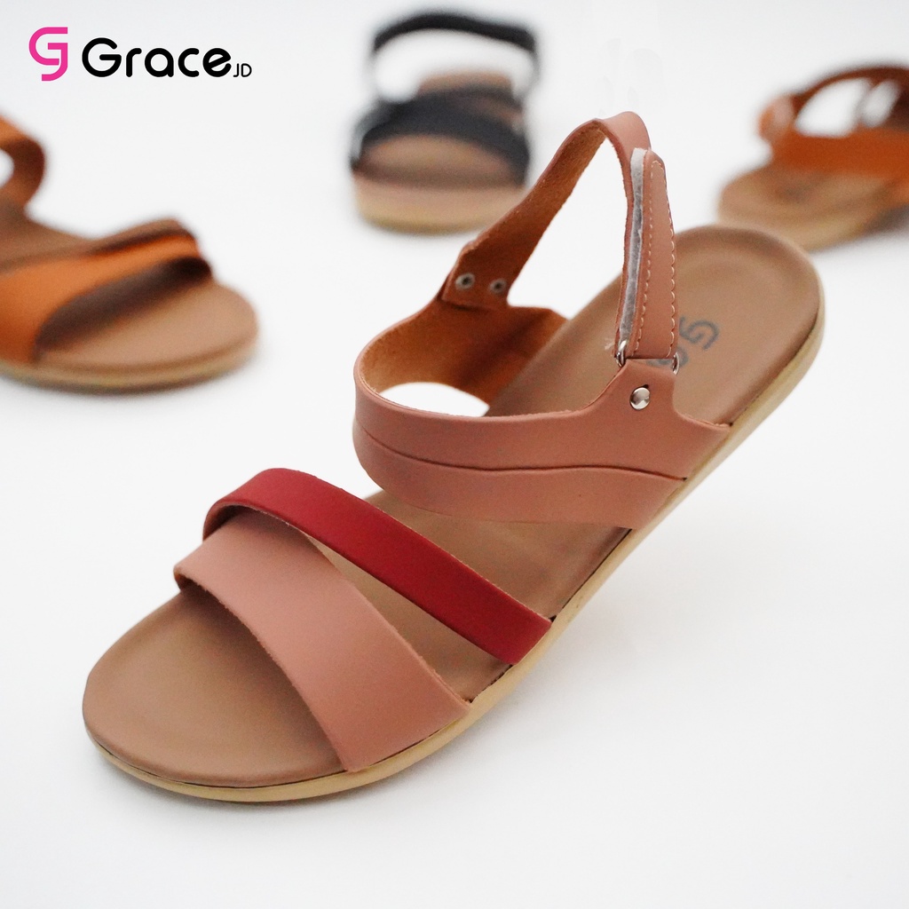 GRACE [LET NANDA 01] Sandal Wanita Tali Belakang/ Sandal Cewek Teplek Tali Perekat/ Sandal Wanita Flat