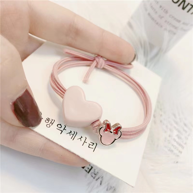 Ikat Rambut Korean Acrylic Love Rubber HairBand Aksesoris Rambut Import