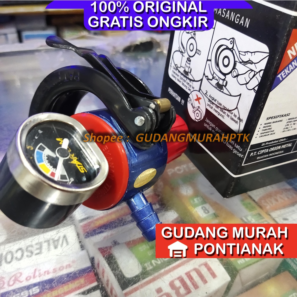 Kepala regulator TEKANAN TINGGI starcam + meteran regulator kompor semawar Jepit anti bocor  SC202M SC TT 202 M / SC-T12TM SC T 12