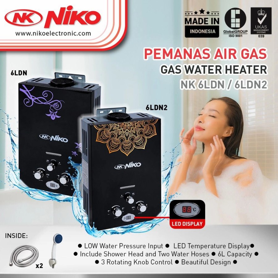 Niko Water Heater Gas 6 Liter LED Display NK-6LDN - 6LDN2