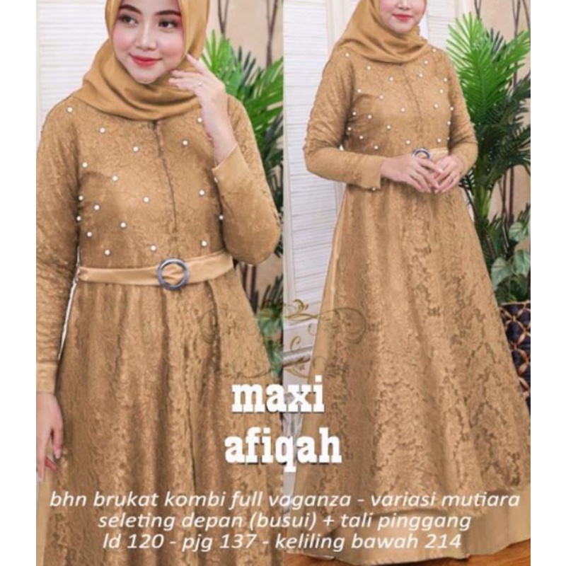 (TERBARU) ELDE 5 - Afigah maxi JUMBO XXXL brukat kombi vaganza mutiara tabur busui + tali Ld 120 Pjg