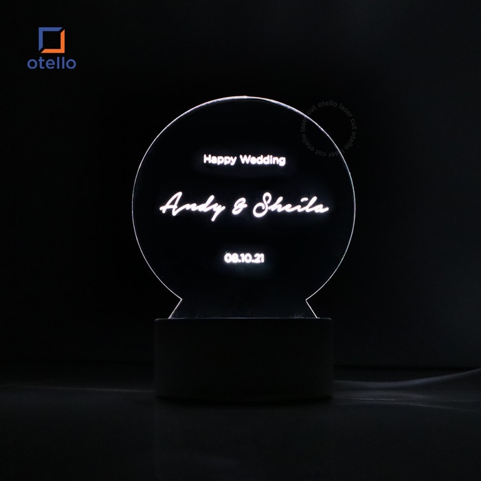 Custom Acrylic Night Lamp Hadiah Kado Pernikahan Pengantin Lampu Tidur Wedding Gift Dekorasi Meja