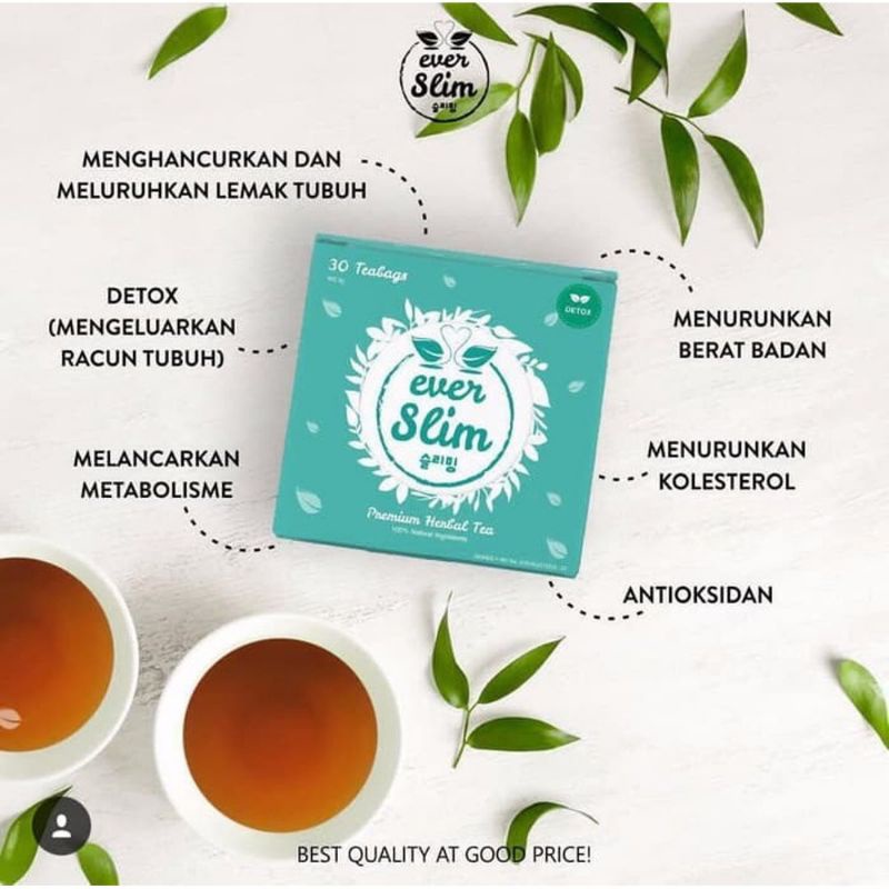 Everslim Premium Herbal Tea Original BPOM - Teh untuk Diet Penurun Berat Badan by Ever Slim