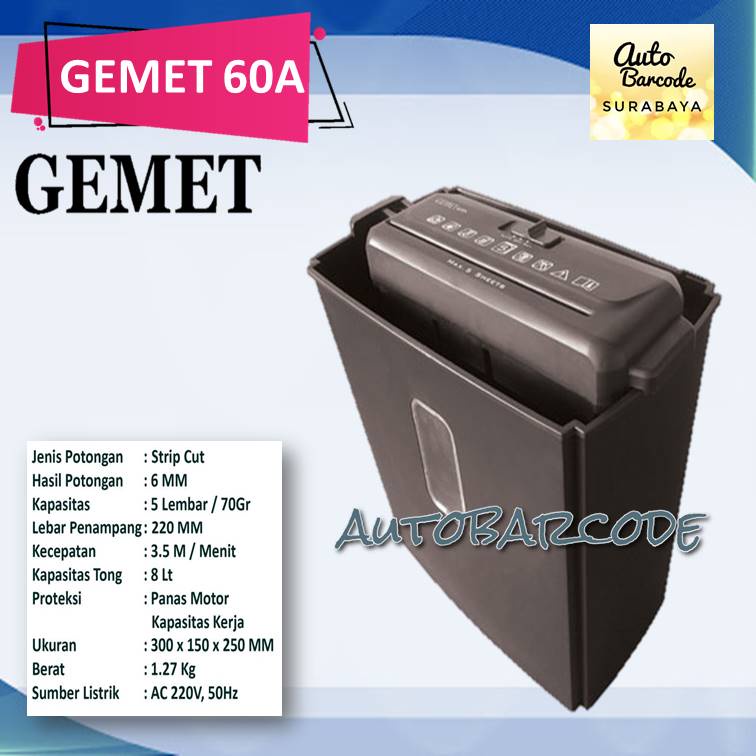 MESIN PENGHANCUR KERTAS GEMET 60A PAPER SHREDDER STRIP CUT