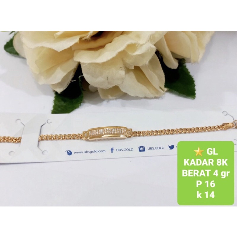 Gelang rantai plat fashion wanita dewasa kadar 375/8k