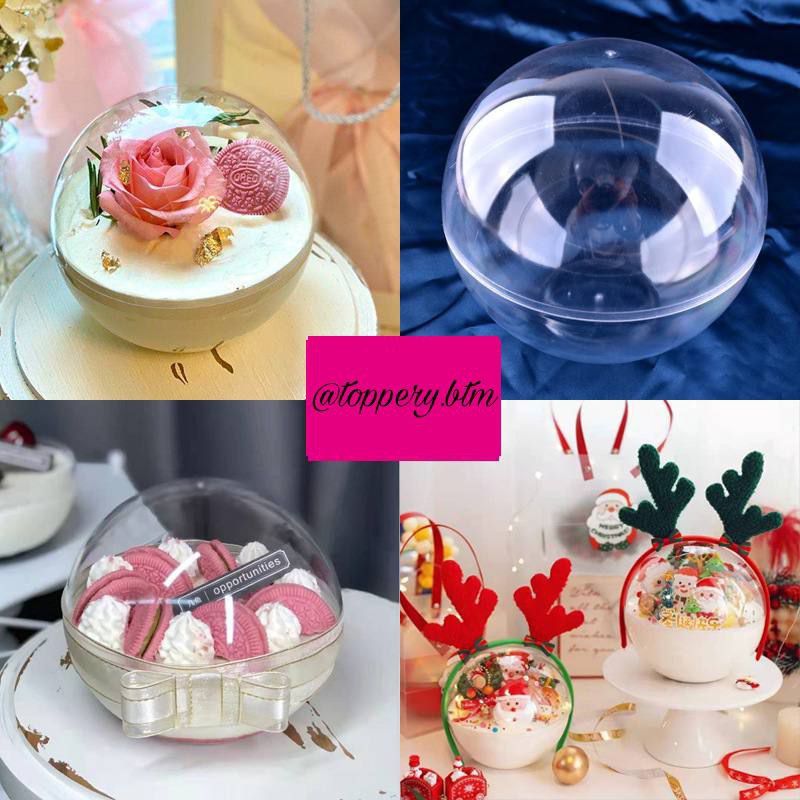 AKRILIK BENTUK BOLA BENING TRANSPARAN/ACRYLIC BOLA BENING TRANSPARAN UKURAN 14 CM