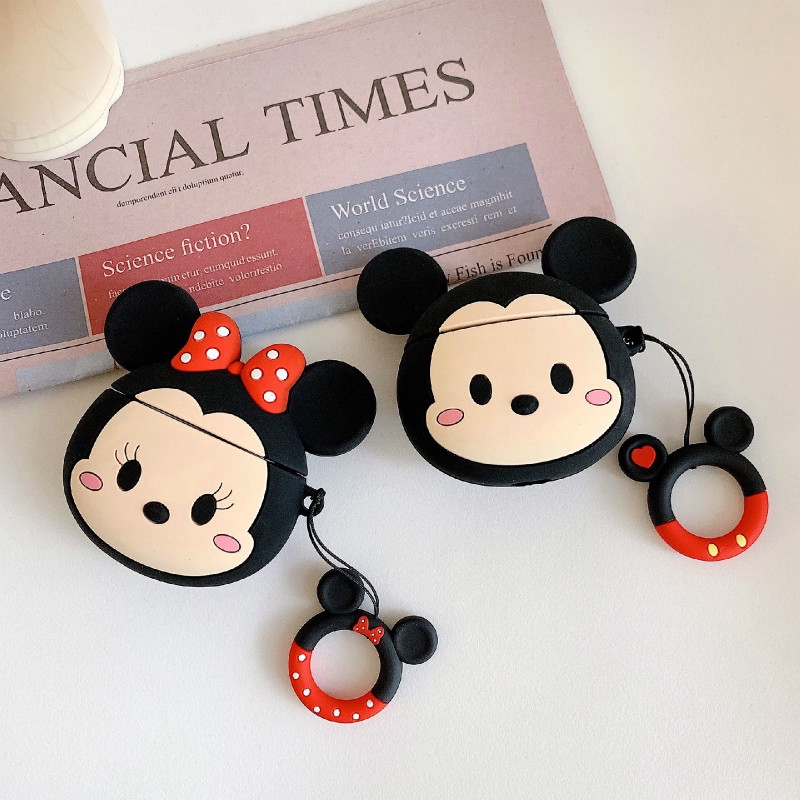 Casing Pelindung dengan Bahan Silikon dan Gambar Kartun Mickey / Minnie Mouse untuk iPhone