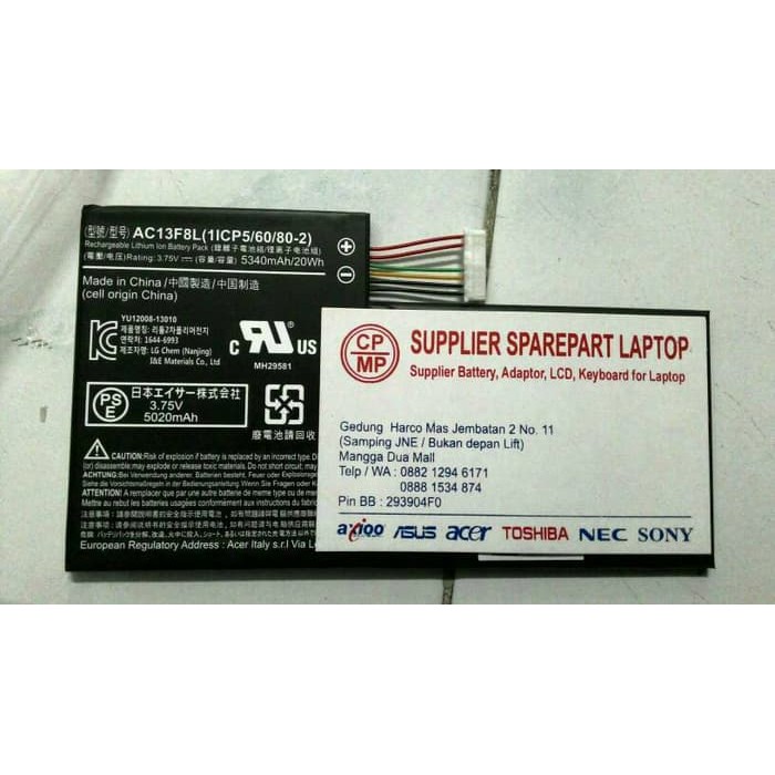 Battery baterai Acer Iconia Tab A1-A810 AC13F8LIconia W4-821 original