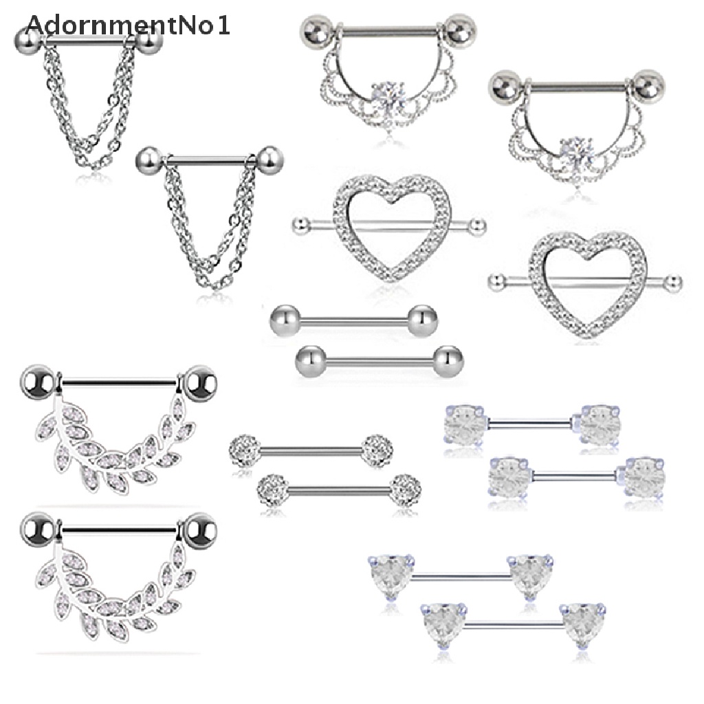 (AdornmentNo1) 16pcs / Set Cincin Tindik Puting Bahan Stainless Steel Hias Kristal Untuk Wanita