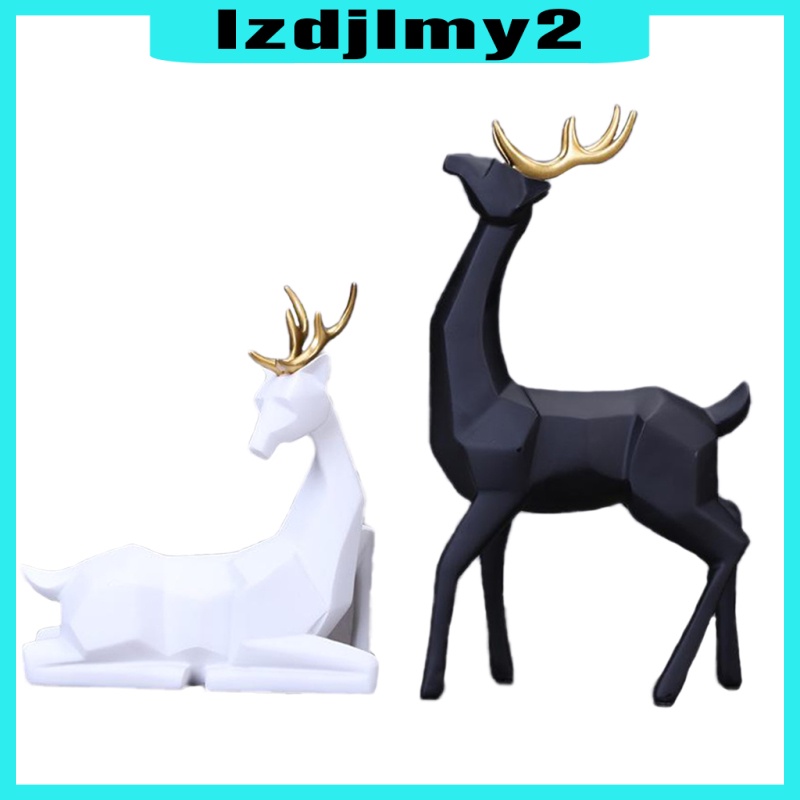 Romanful 2Pcs Ornamen Patung Pasangan Rusa Warna Putih Untuk Dekorasi Rumah  / Kantor | Shopee Indonesia