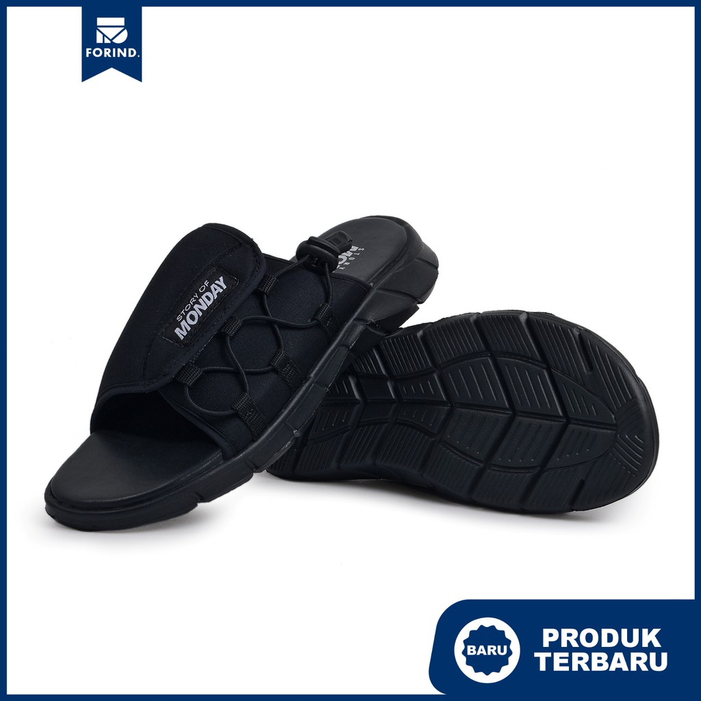 Liwa Full Black | Sandal Gunung Casual Slip Santai Kasual Pria Sendal Footwear Ori | FORIND x Monday