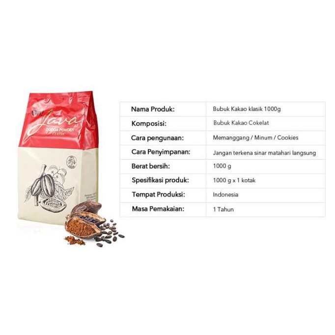 

Oh!Java Cocoa Powder Classic Flavor 1000G Asli (Bukan Repack) Termurah