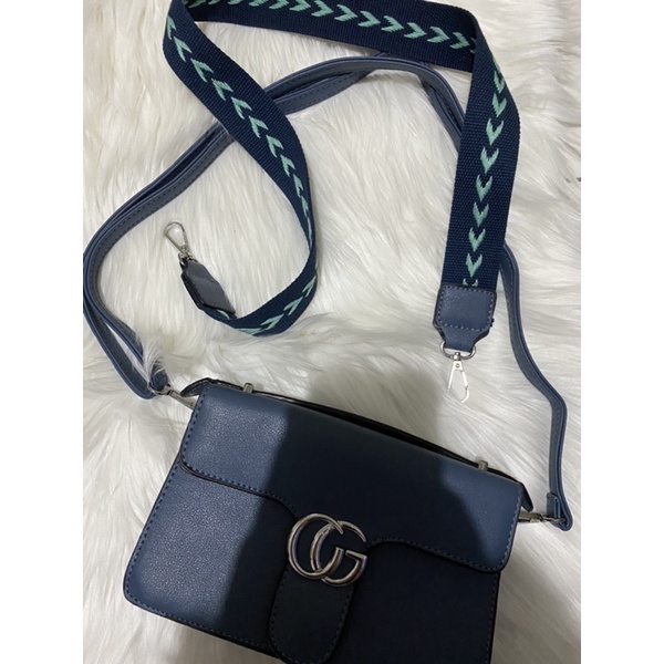 Baby blue bag  mirip gucci, no brand tas selempang free 2 tali, tas wanita cantik