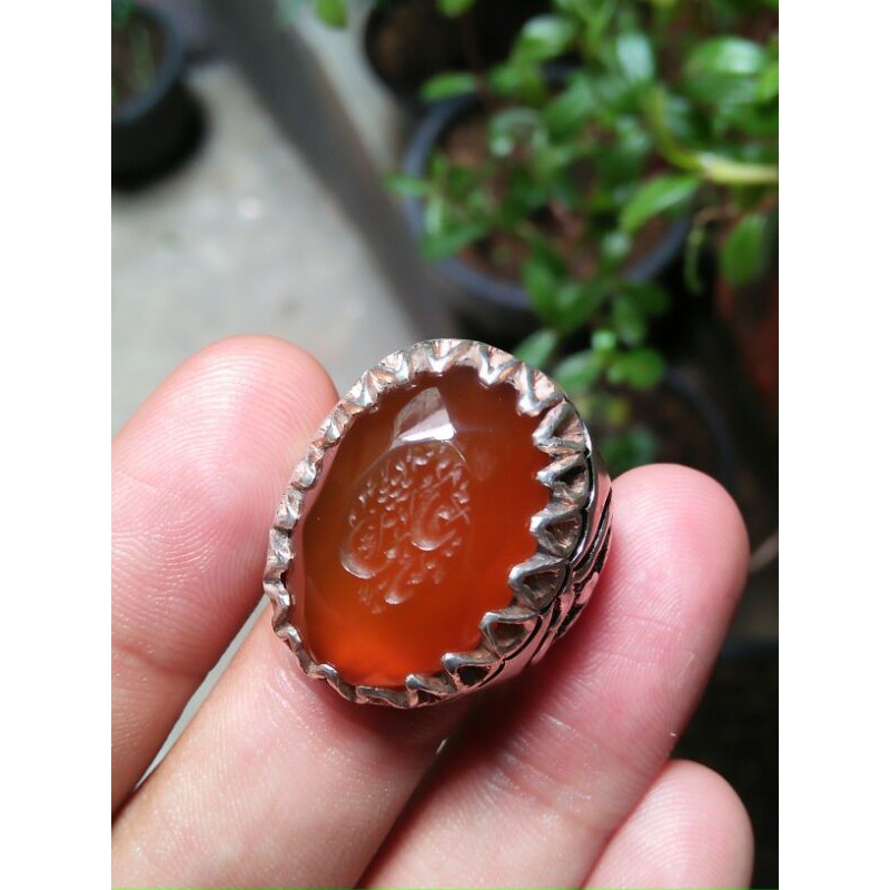 Cincin Akik Yaman Ashfar ukiran Ya Ali