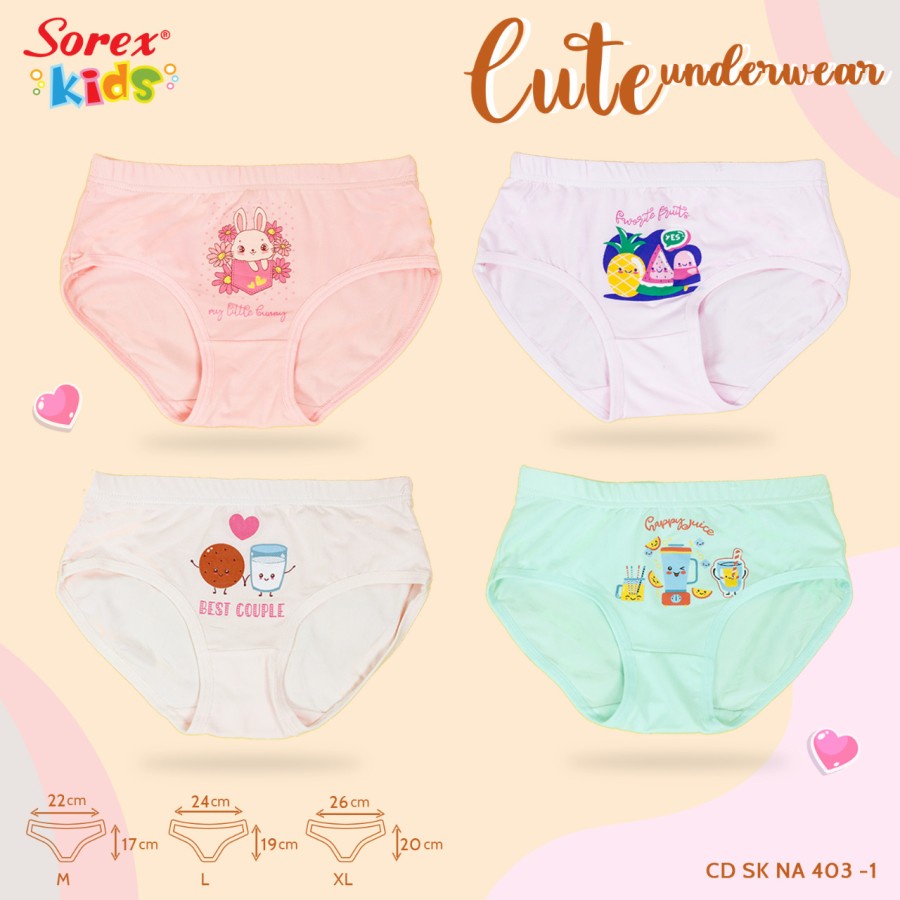 [12pcs] cd celana dalam segitiga anak cewek sorex kids girl uk M L XL supersoft grosir