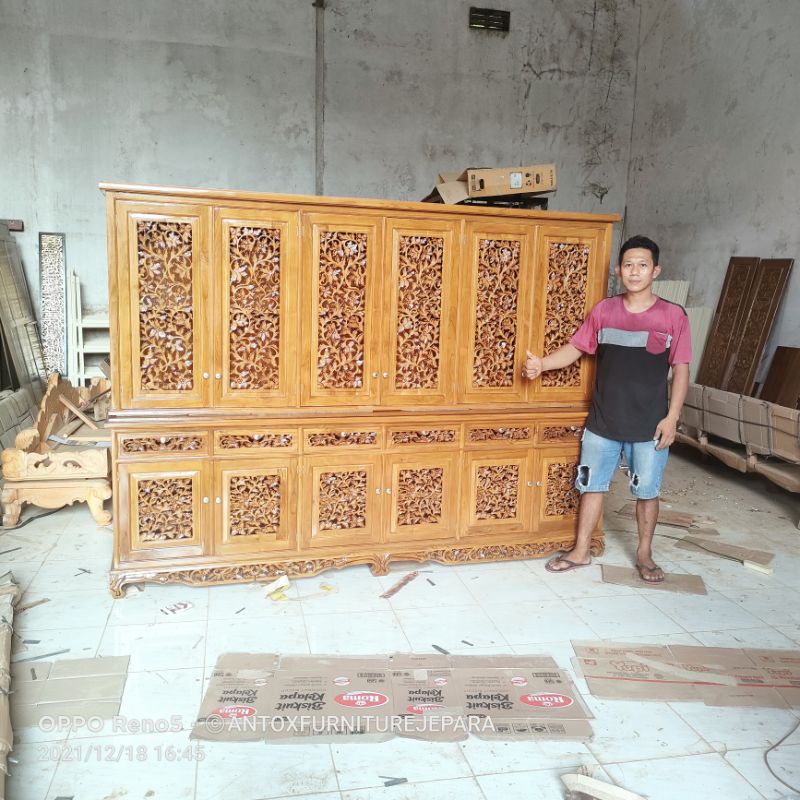 kitchen set ukiran kayu jati mebel Jepara