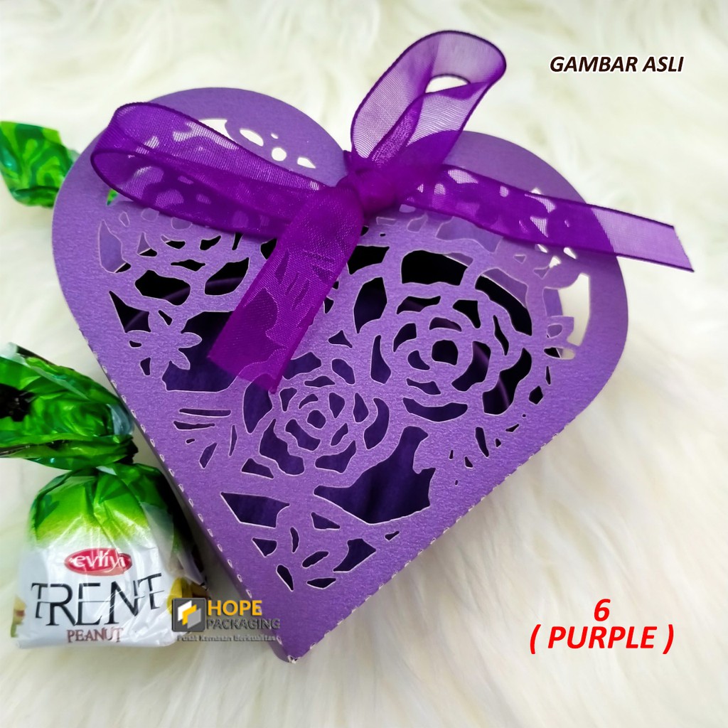 [ 5 PCS ] Gift Box Love Laser Cut Candy dus Gratis pita Ukuran 9x6cm