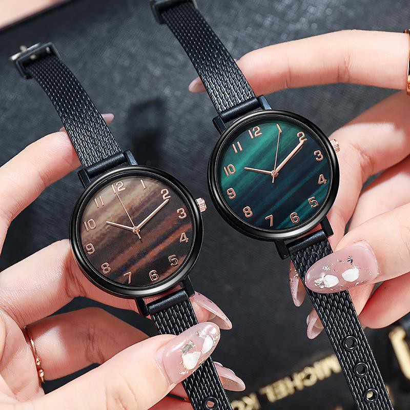 ✅Grosir Jam Senen - Jam Tangan Analog Quartz Tali Strap PU Corak Dengan Warna Gradasi Untuk Wanita Dan Pria