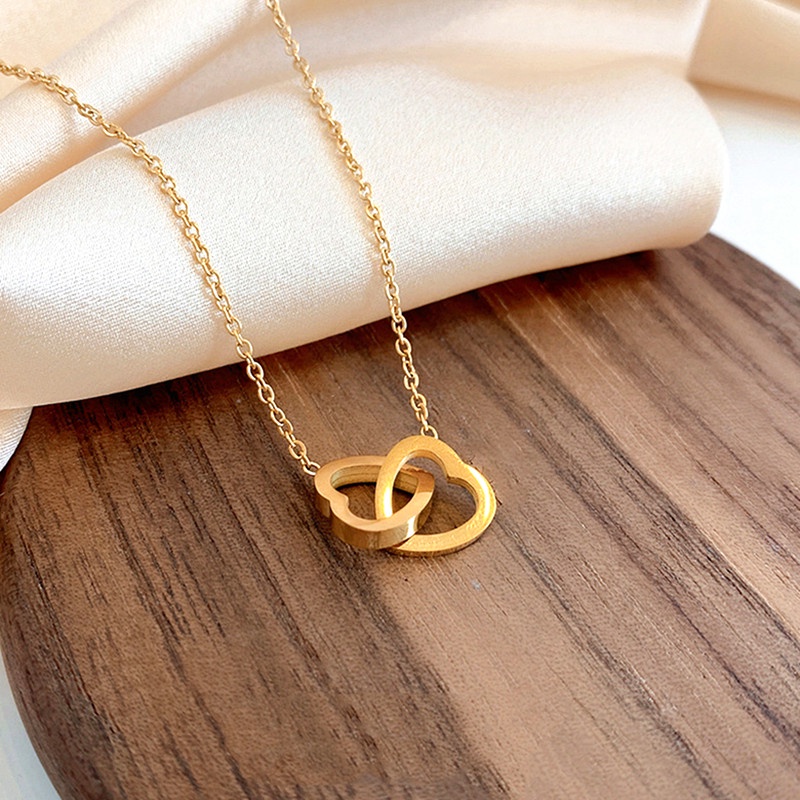 Titanium Kalung anti karat dan anti luntur Emas Hati simple Liontin Perhiasan Wanita