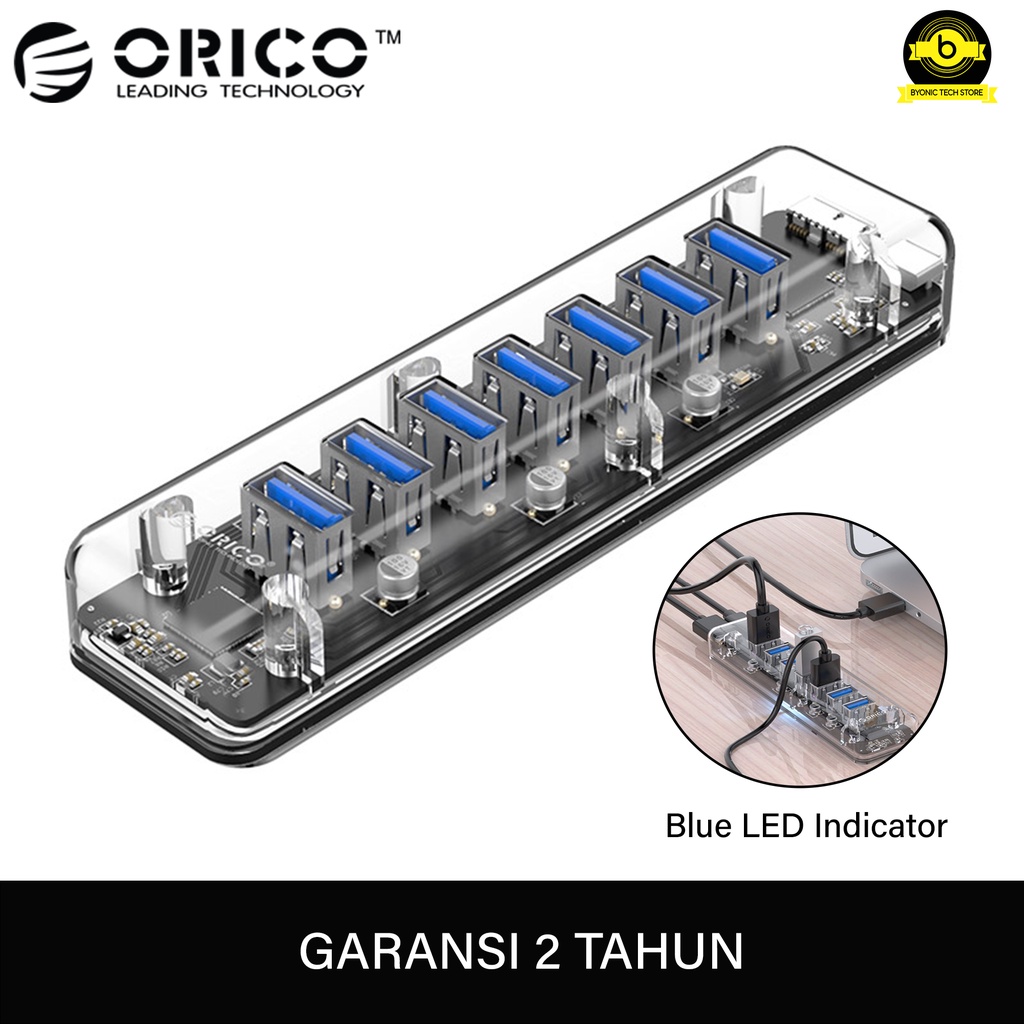 USB HUB 7 Port Orico Usb 3.0 Transparent Hub Colokan USB - F7U-U3 USB Terminal Original USB Port Col