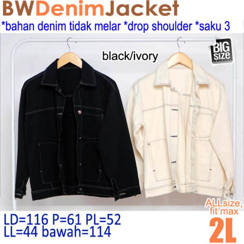 BW Denim Jacket JAKET WANITA OUTER DENIM JEANS LENGAN PANJANG JUMBO BIG SIZE XXL 2XL 2L
