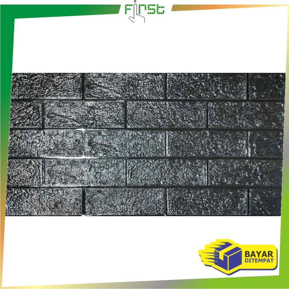 *COD* FH-C206 Wallpaper Dinding Foam 3D Kecil Motif Batu Bata/Walpaper Stiker Dinding Dekorasi Kamar-Batu Bata HITAM