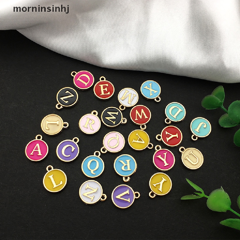 26pcs / Set Liontin Enamel Bentuk Huruf Inggris Ukuran 15x12mm