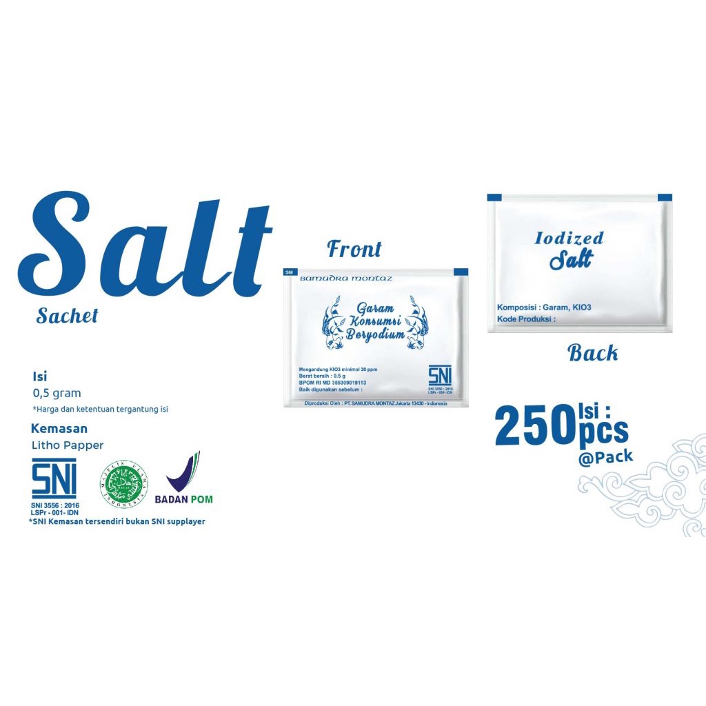 

Garam Sachet (isi 250 @0.5gr)
