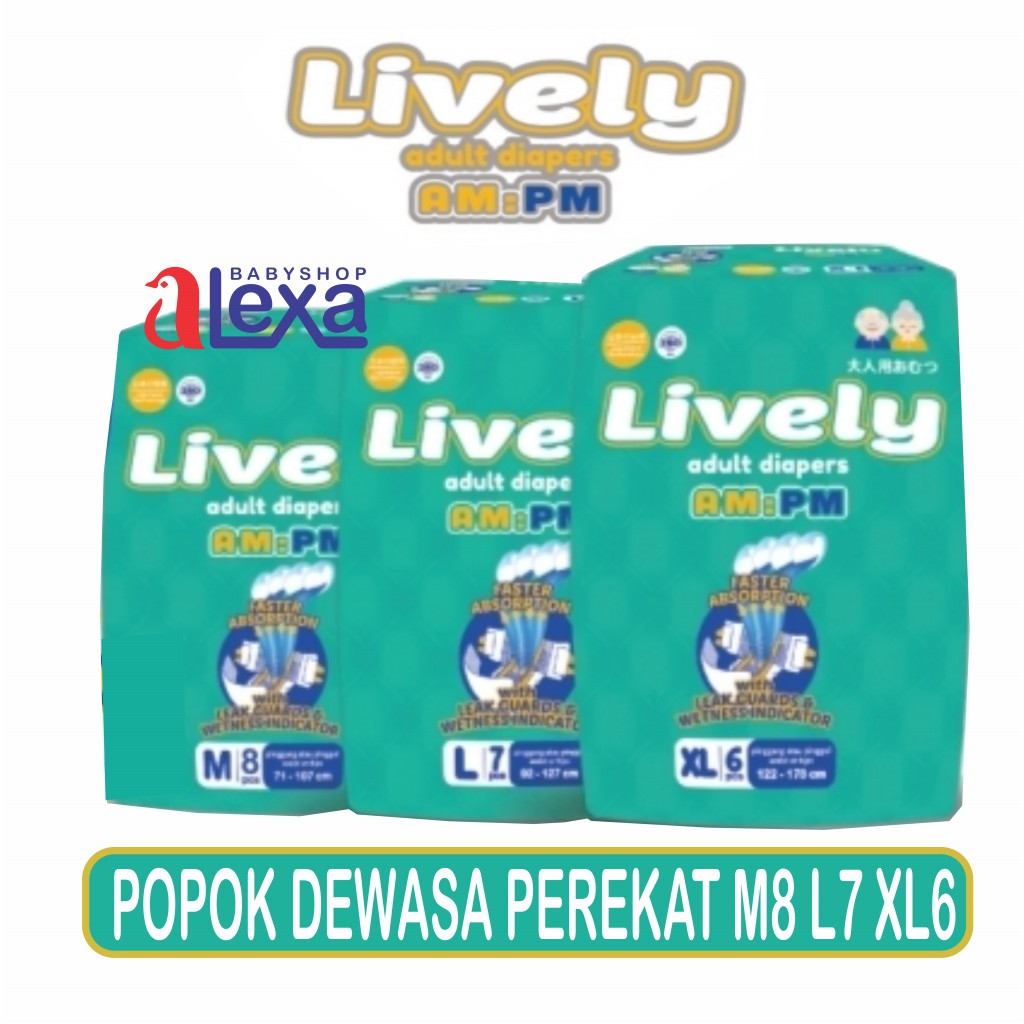 LIVELY Popok Dewasa Perekat M8 L7 XL6 / Adult Diapers Tape / Pempers dewasa